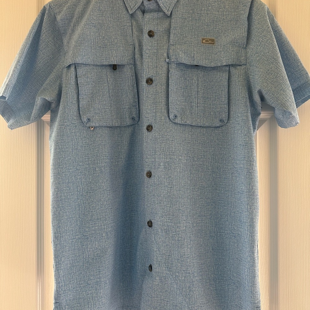Drake Light Blue Casual Button Down Shirt